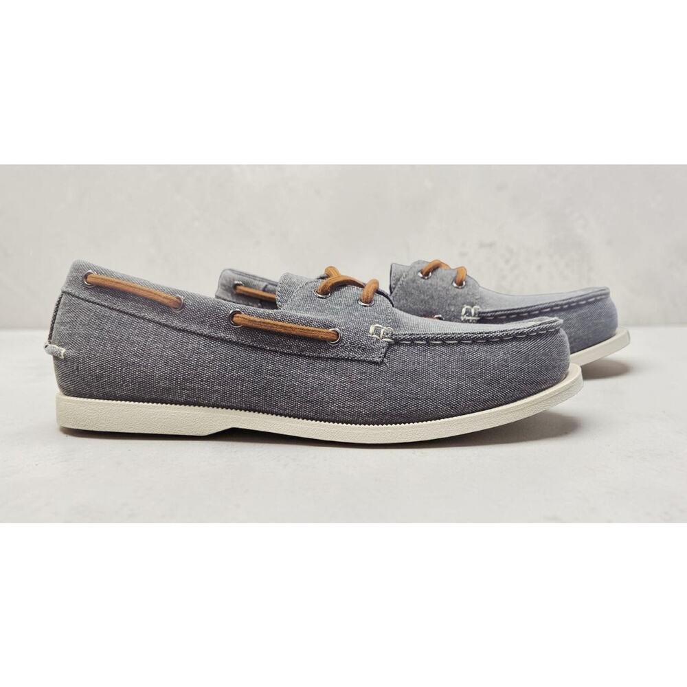 Club Room Elliot Men's Boat Shoes Size 9.5 M Chambray Gray Tan - BRAND NEW BOX